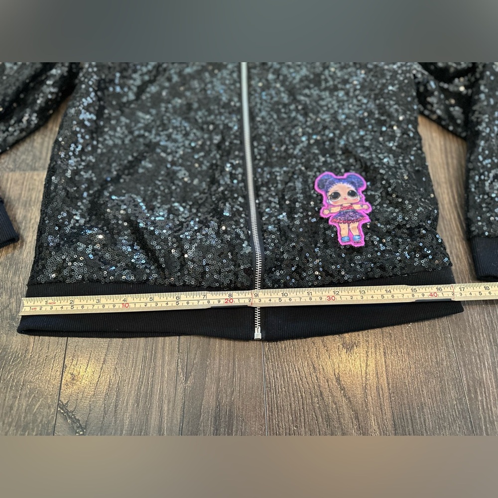 GUC LOL SURPRISE Remix Girl's Bomber Style Jacket, Black Sequins, Size: XL 14/16 - Picture 7 of 10